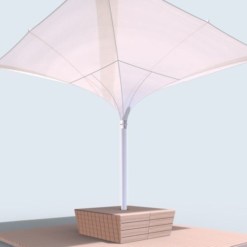 Panca per spazi pubblici contemporanea - CUBE - MDT-TEX - in legno / senza schienale / senza braccioli