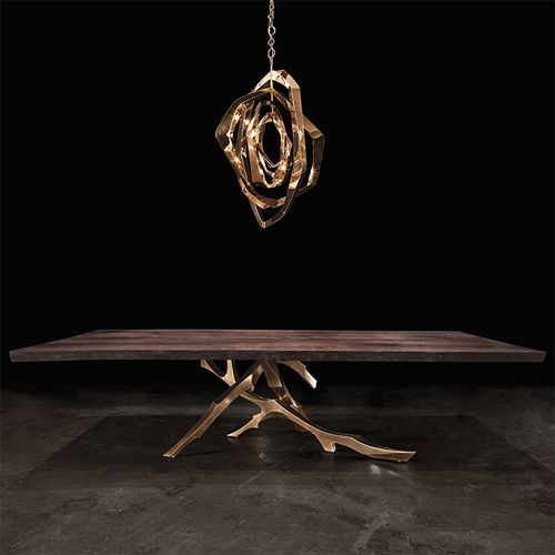 Tavolo da pranzo contemporaneo - THE GROLIER - Hudson Furniture - in noce / in legno laccato / in bronzo