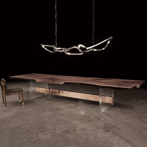 Tavolo da pranzo contemporaneo - HOMMES - Hudson Furniture - in Plexiglas® / in noce / in bronzo