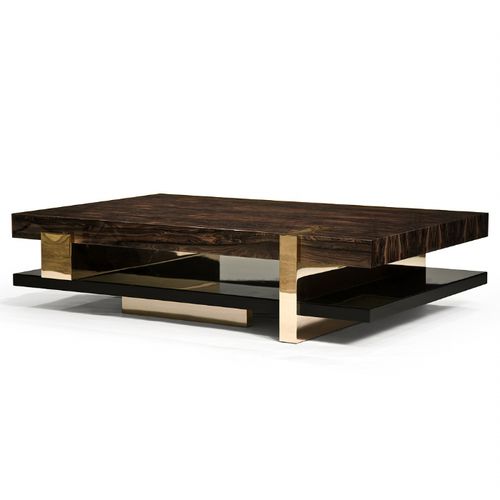 Tavolino basso contemporaneo - PIERRE - Hudson Furniture - in legno / in bronzo / rettangolare
