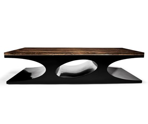 Tavolino basso contemporaneo - VOLCANO - Hudson Furniture - in legno laccato / rettangolare / in materiale di recupero