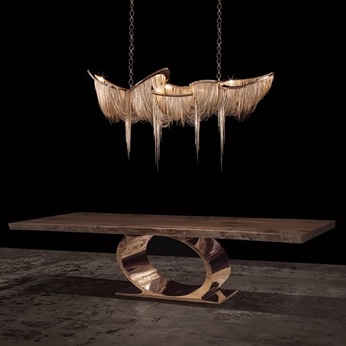 Tavolo da pranzo contemporaneo - O  - Hudson Furniture - in noce / in acciaio inossidabile lucido / in bronzo