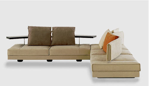 Divano d'angolo - AVEDON - Saporiti Italia - contemporaneo / in pelle / beige