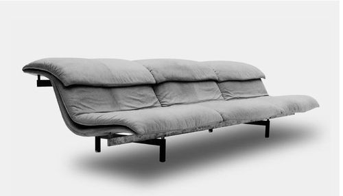 Divano contemporaneo - WAVE - Saporiti Italia - in tessuto / grigio / 3 posti
