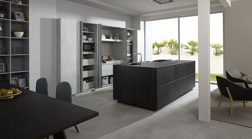 Cucina contemporanea - CEMENTO FRESNO HUMO - Dica - in legno / con isola / a scomparsa