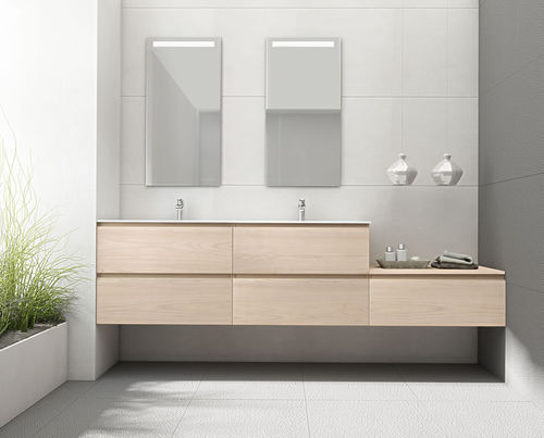 Mobile lavabo doppio - OLMO NATUR - Dica - sospeso / in legno / in laminato
