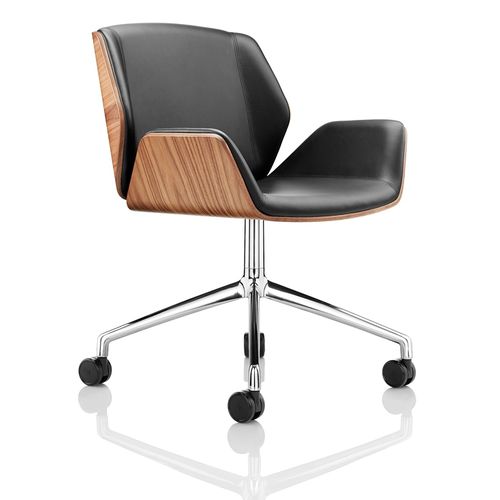 Sedia da ufficio contemporanea - KRUZE - Boss Design - in tessuto / in noce americano / imbottita