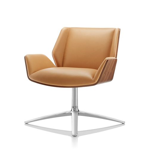 Poltrona contemporanea - KRUZE - Boss Design - in pelle / in tessuto / in noce americano