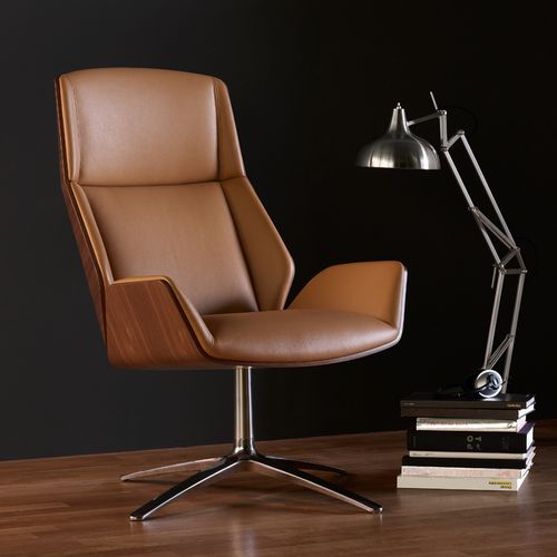 Poltrona contemporanea - KRUZE - Boss Design - in pelle / in tessuto / in noce americano