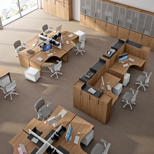 Scrivania per open space - EKOMPI - Della Rovere - contemporanea / in legno / in metallo
