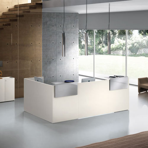 Banco reception d'angolo - LITHOS - Della Rovere - in legno / in metallo / in vetro