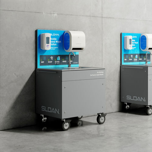 Lavandino autoportante - MH Series - Sloan - rettangolare / in acciaio inossidabile / in Corian®
