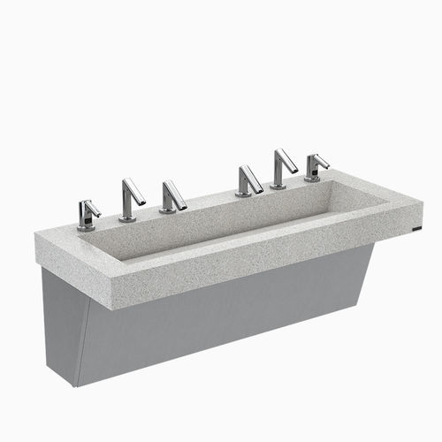 Lavabo a muro - AER-DEC® - Sloan - in Corian® / in quarzo / con miscelatore