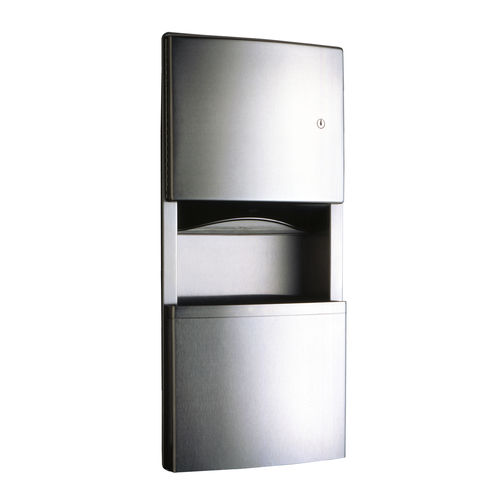 Distributore di salviette da incasso - B-4369 ConturaSeries® - Bobrick Washroom Equipment - in acciaio inossidabile / con cestino
