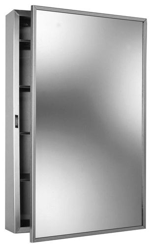 Specchio da bagno a muro - B-299 - Bobrick Washroom Equipment - contemporaneo / rettangolare / con contenitore