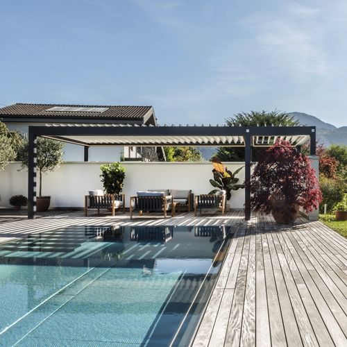 Pergola bioclimatica - Imago® - Corradi - autoportante / addossata / in alluminio