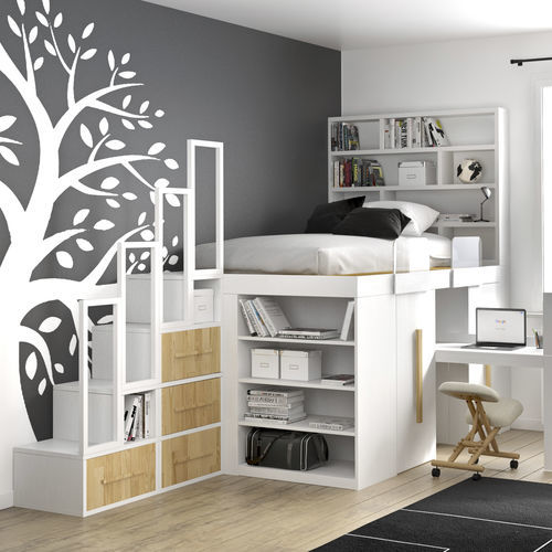 Letto salvaspazio - Albero Bianco - Cinius - a soppalco / singolo / contemporaneo