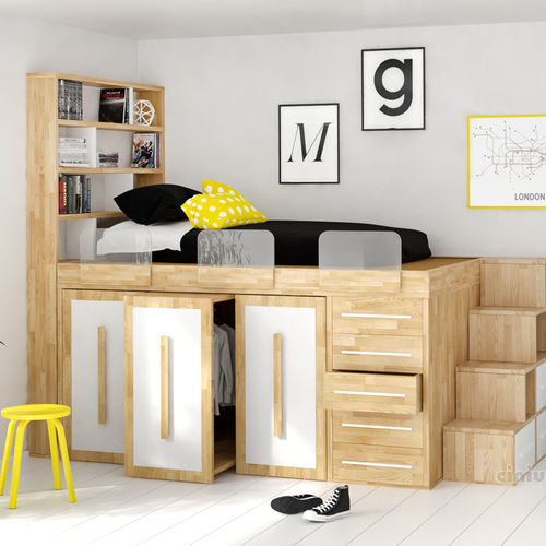 Letto singolo - Londra - Cinius - contemporaneo / per bambini / con armadietto