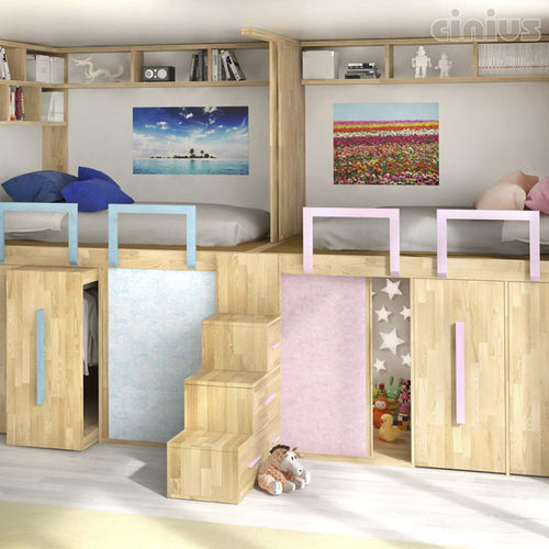 Letto singolo - Gemelli - Cinius - contemporaneo / per bambini / con armadietto