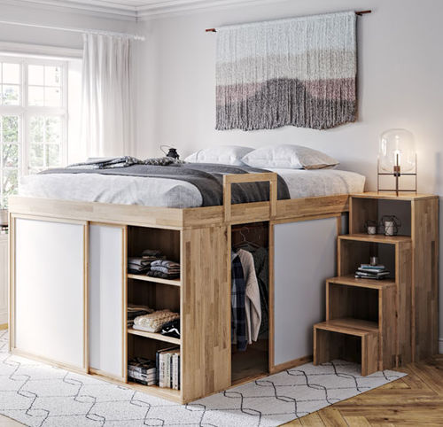 Letto matrimoniale - IMPERO - Cinius - contemporaneo / con base contenitore / su misura