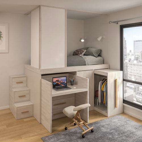 Letto matrimoniale - PISA - Cinius - singolo / contemporaneo / con base contenitore