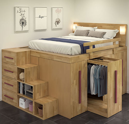 Letto matrimoniale - FIRENZE - Cinius - singolo / contemporaneo / con base contenitore