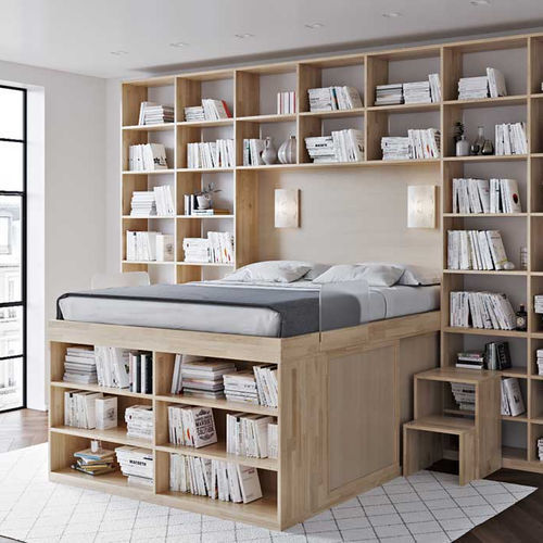 Letto matrimoniale - BOOKCASE 3 LEVELS - Cinius - singolo / contemporaneo / con base contenitore