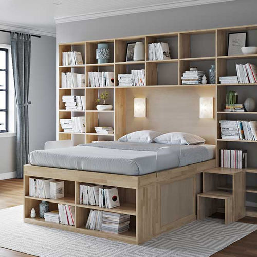 Letto matrimoniale - BOOKCASE 2 LEVELS - Cinius - singolo / contemporaneo / con base contenitore