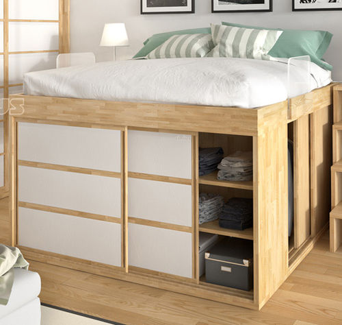Letto matrimoniale - NAPOLI - Cinius - singolo / contemporaneo / con base contenitore