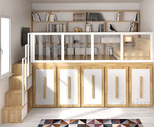 Letto matrimoniale - BARCELLONA     - Cinius - contemporaneo / con base contenitore / su misura