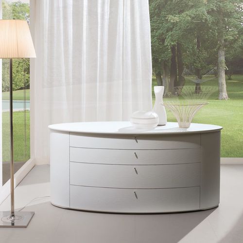 Cassettone contemporaneo - ELLISSE  - Falegnami - in legno laccato / non specificato / bianco