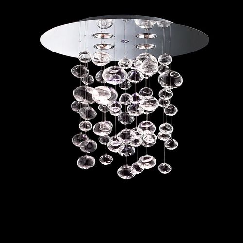 Lampadario contemporaneo - ETHER S 90 - Leucos srl - in vetro / in acciaio lucido / contract