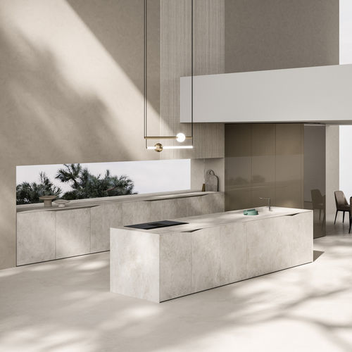 Cucina contemporanea - Elementi - SNAIDERO RINO SPA - impiallacciata in legno / in vetro / in alluminio