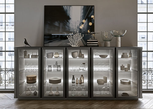 Credenza con alzata contemporanea - Frame - SNAIDERO RINO SPA - in metallo laccato