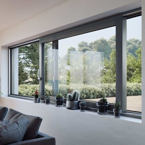 Finestra in PVC - Rehau - scorrevole / a doppi vetri / a 2 ante