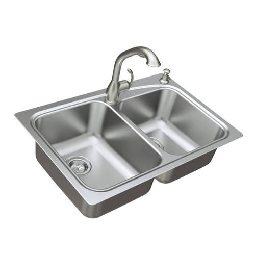 Lavello a 2 vasche - NEVA : 21521 - Moen - senza gocciolatoio / in acciaio inossidabile / da incasso