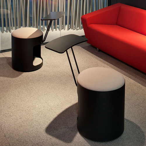 Pouf contemporaneo - R2 - Nurus - in tessuto / tondo / con contenitore