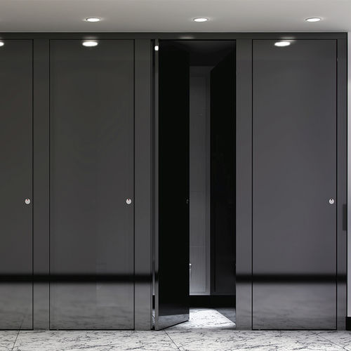 Cabina per bagni pubblici in HPL - FLOW - Thrislington Cubicles - in vetro / in legno / in acciaio inossidabile