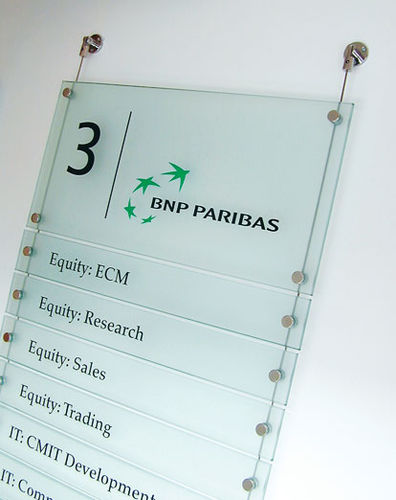 Cartello segnaletico da parete - Shopkit - fisso / a soffitto / in vetro