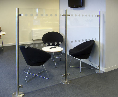Divisorio per ufficio a pavimento - FLOOR FIXED 2 - Shopkit - in vetro / modulare