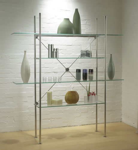 Scaffale contemporaneo - CRISS CROSS - Shopkit - in metallo / in vetro