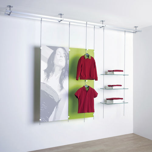 Sistema di scaffali sospeso - DROP ROD - Shopkit - contemporaneo / in vetro / per negozio
