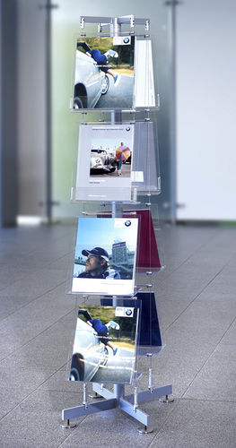 Porta opuscoli autoportante - BRS/01 - Shopkit - in acciaio inossidabile / in acrilico / per negozio