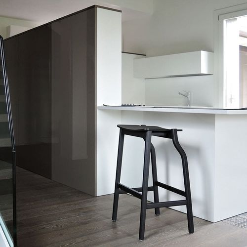 Sgabello da bar contemporaneo - KALEA  - Bedont - in pelle / in rovere / in faggio