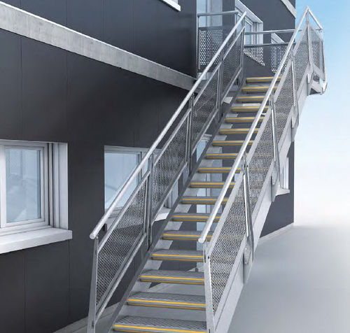 Scala dritta - MARHINA© - GANTOIS Industries - con gradini in metallo / con struttura in metallo / per edificio ad uso pubblico