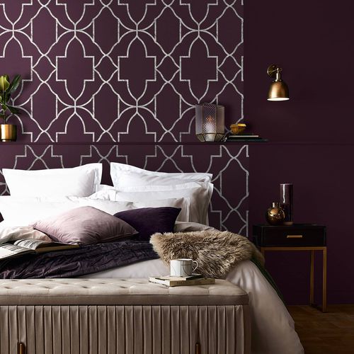 Carta da parati contemporanea - VERSAILLES AMETHYST - Graham & Brown - geometrica / aspetto tessuto / viola
