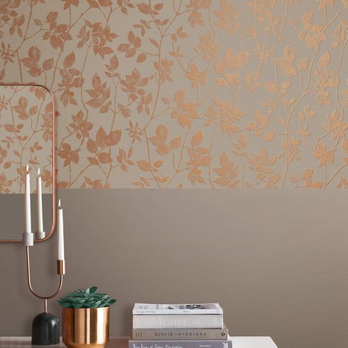 Carta da parati in stile - LUNA NATURAL - Graham & Brown - con motivi floreali / aspetto tessuto / beige