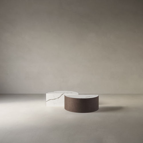 Tavolino basso contemporaneo - Half.90 - Casalgrande Padana - in metallo / in ceramica / a mezzaluna