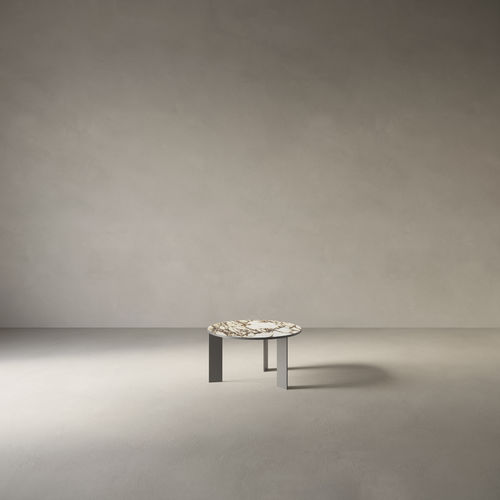 Tavolino basso design minimalista - 70 series  - Casalgrande Padana - in metallo / in ceramica / rotondo