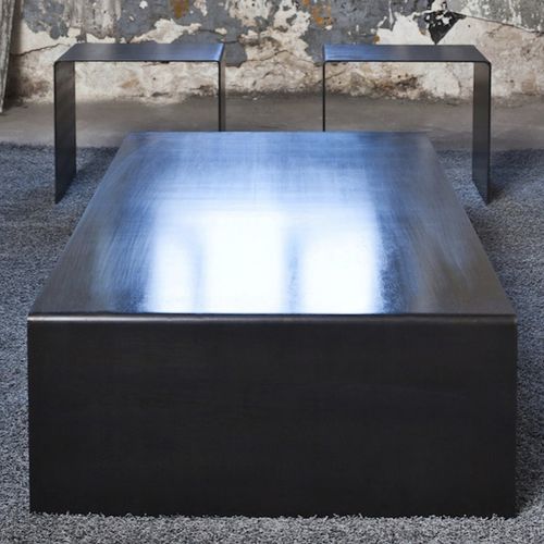 Tavolino basso contemporaneo - SOTTILE - TRISS - in acciaio / rettangolare / per uso residenziale